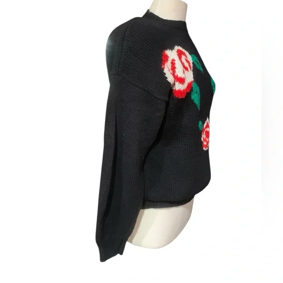 Vintage 90’s Bristol Court rose pattern knit sweater size M - Picture 4 of 7